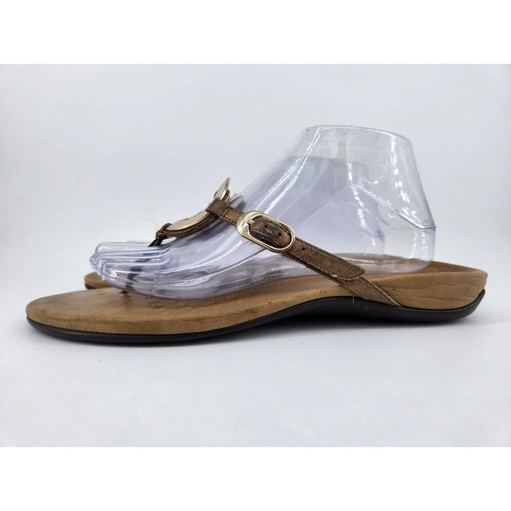 Vionic Park Orchid Thong Sandals Womens 9 Bronze‎ Metallic Gold Ring Orthaheel
